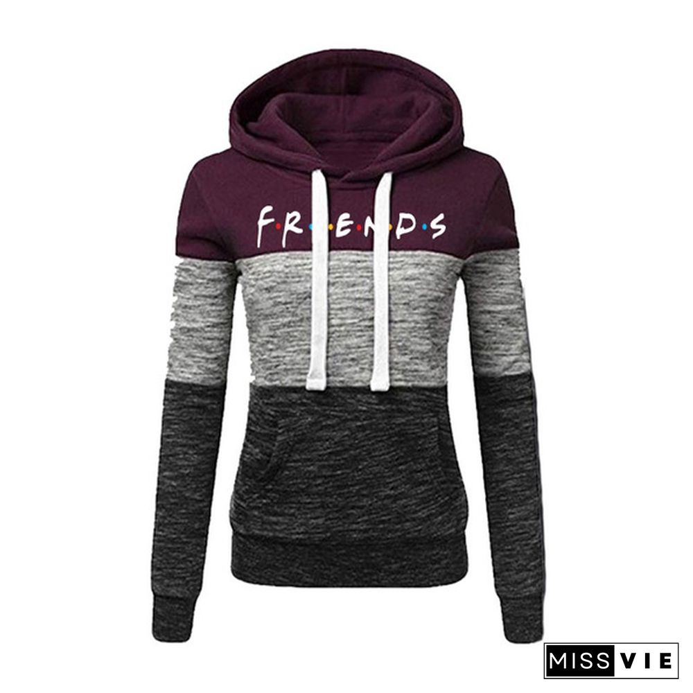 New Fashion Women's Casual Long Sleeve Pullover Sweatshirt Friends Printed Cotton Hoodies Warm Plus Size Tops