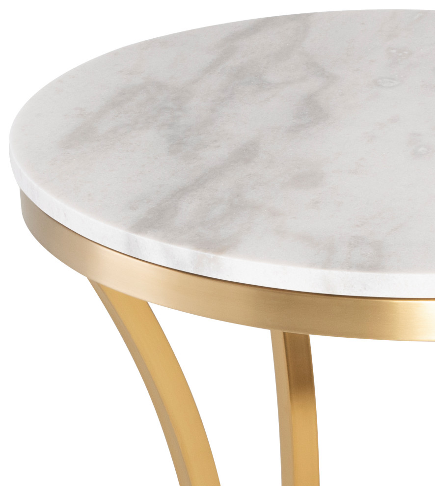 Aurora Side Table  White Marble Top Round End Table   Side Tables And End Tables   by Nuevo  Houzz