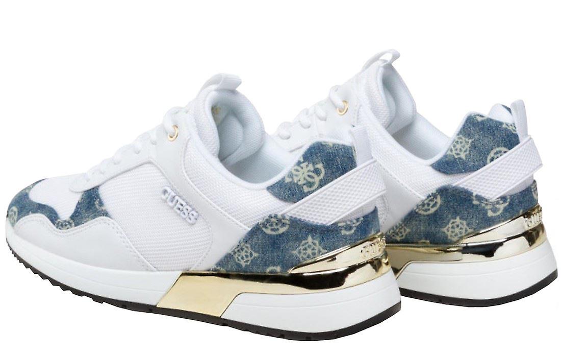 Guess Metz White Denim Womens Leather Trainers