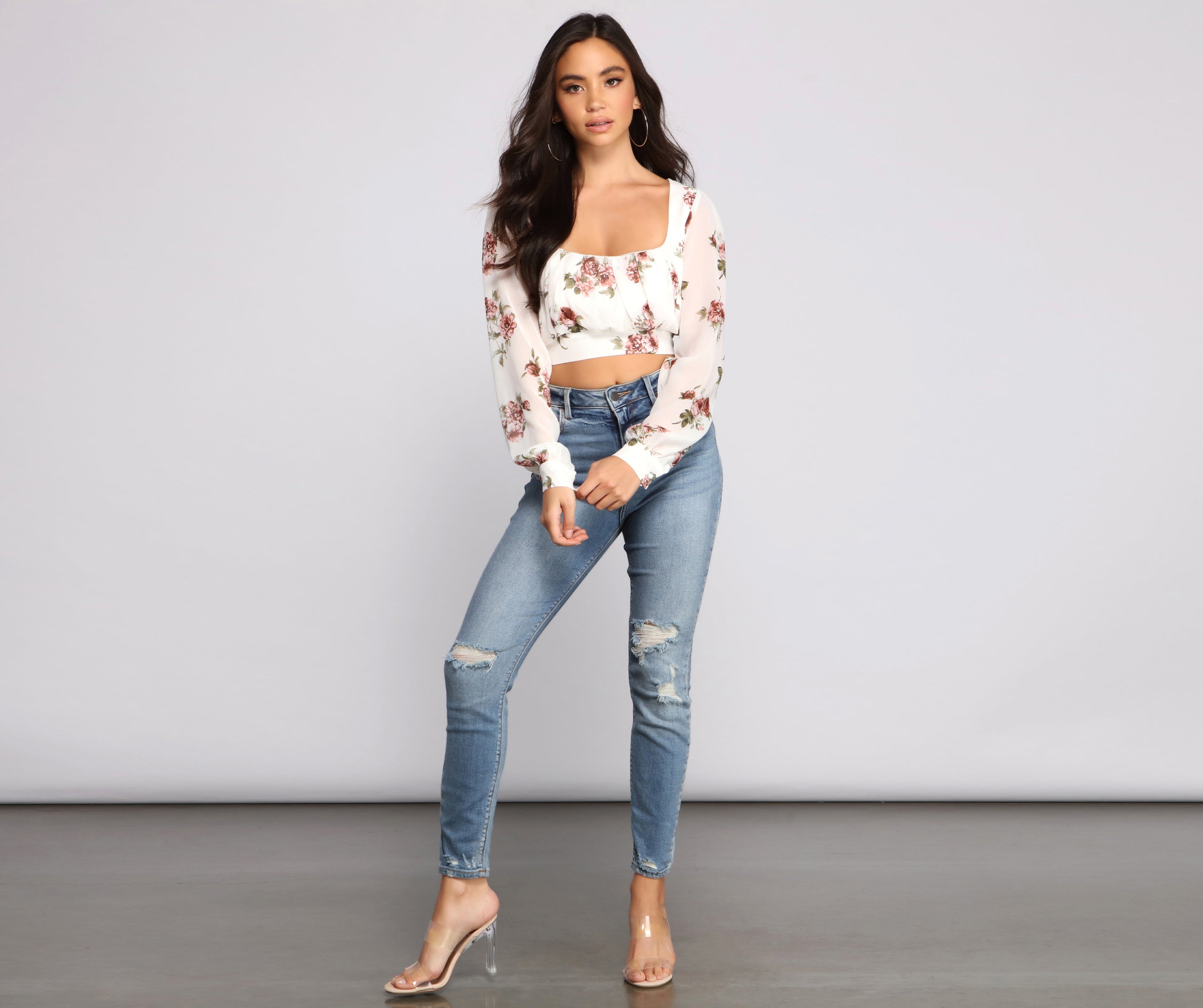 A Spring Mood Floral Crop Top