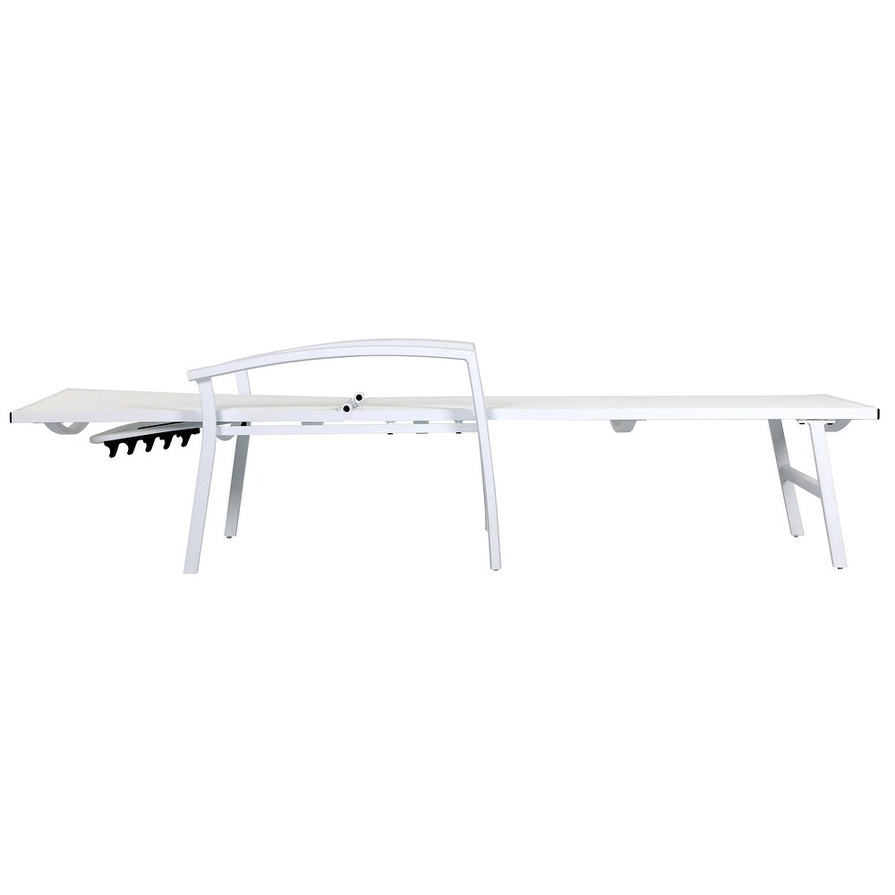 NUU GARDEN Outdoor Textilene Cape Coral Mesh Single Chaise Lounge in White/Grey