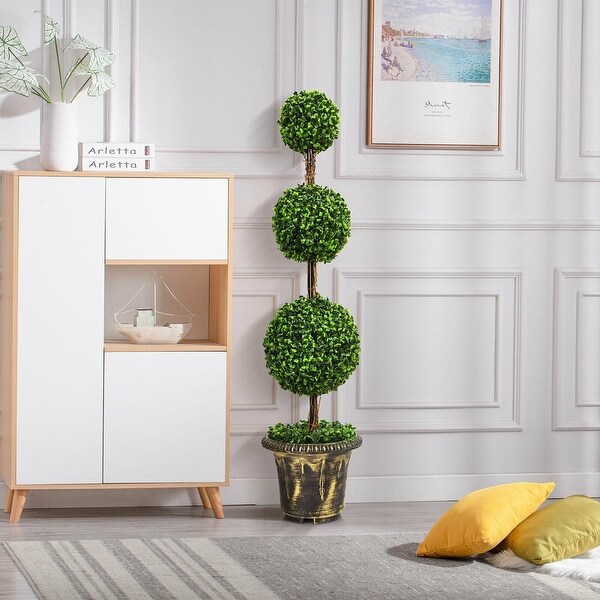 4 ft Artificial Topiary Triple Ball Tree Plant