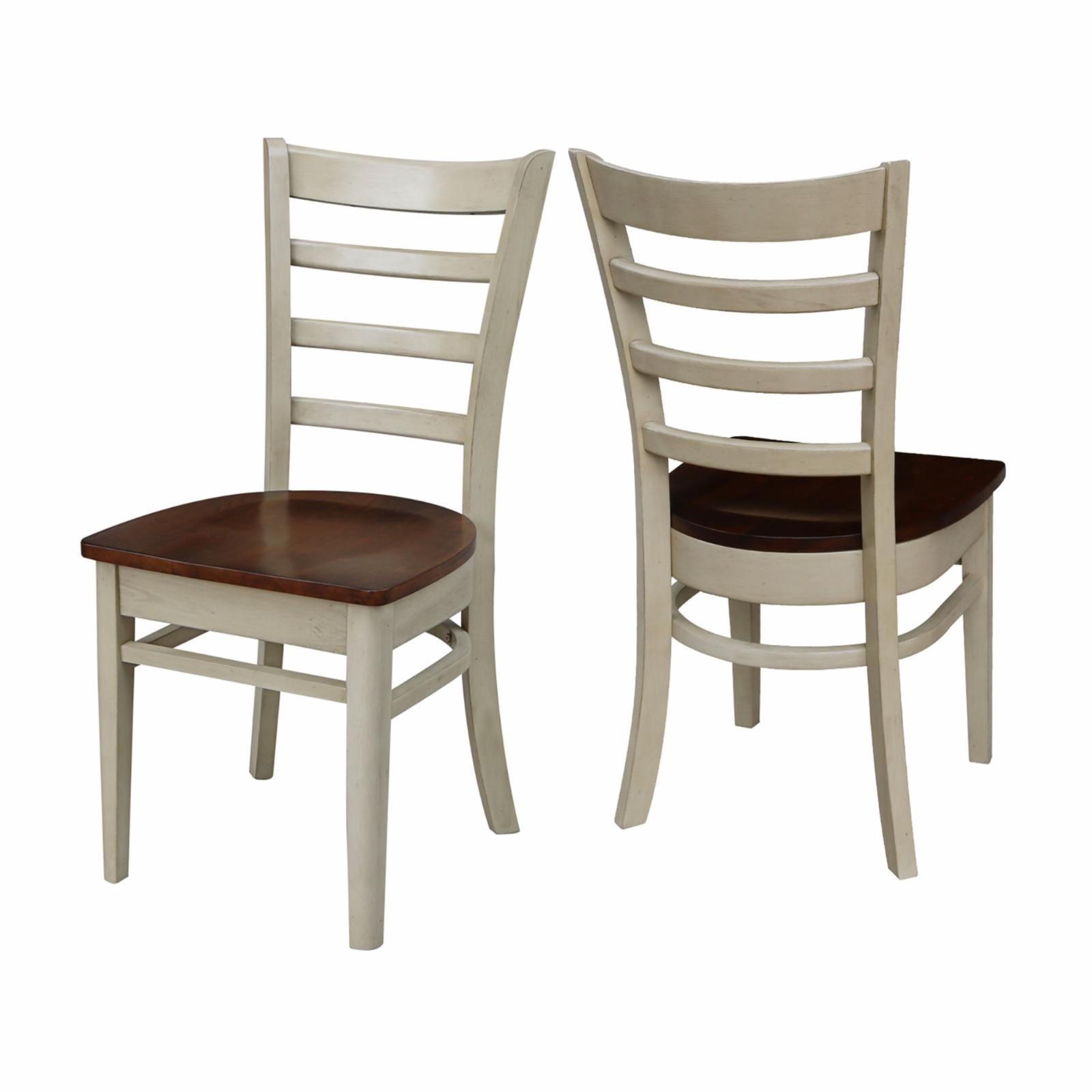 International Concepts Emily Side Chairs - Set of 2 Chairs - Antiqued Almond/Espresso