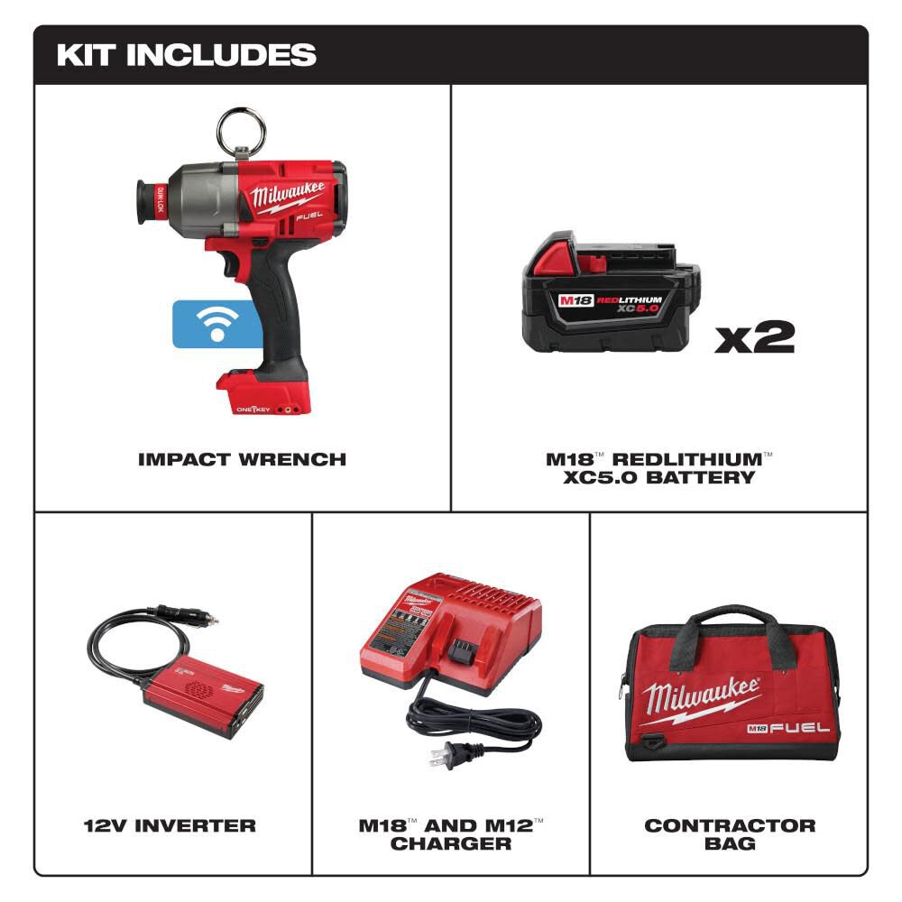 MW M18 FUEL ONE-KEY 7/16In Hex Utility High Torque Impact Wrench Kit 2865-22 from MW