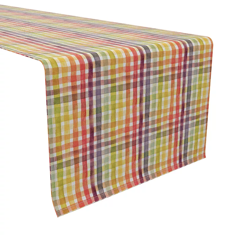 Table Runner， 100% Cotton， 16x108， Watercolor Rainbow Stripes