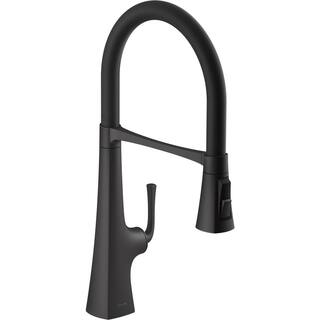 KOHLER Graze Single-Handle Medium Standard Kitchen Faucet in Matte Black K-22061-BL