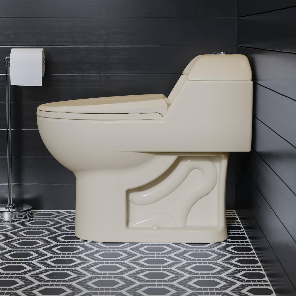 Swiss Madison Chateau 1-Piece 0.8 GPF1.28 GPF Dual Flush Elongated Toilet in Bisque Seat Included SM-1T803BQ