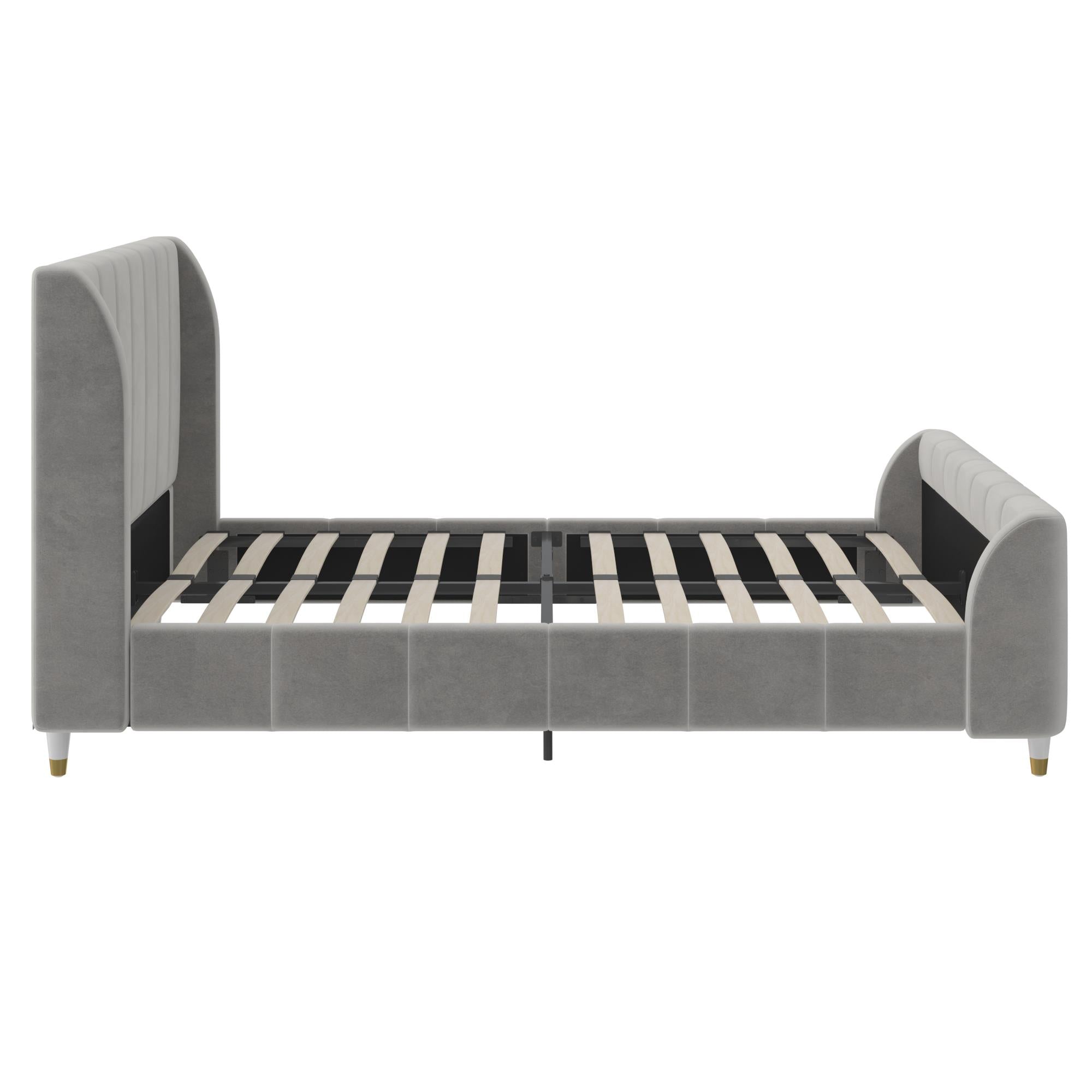 Little Seeds Valentina Kids' Full Upholstered Bed, Gray Velvet