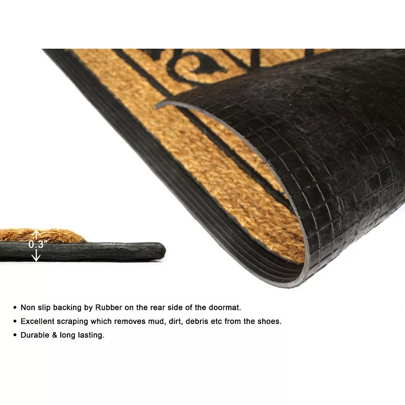 RugSmith Natural Moulded Rubber Coir Honeysuckle Doormat