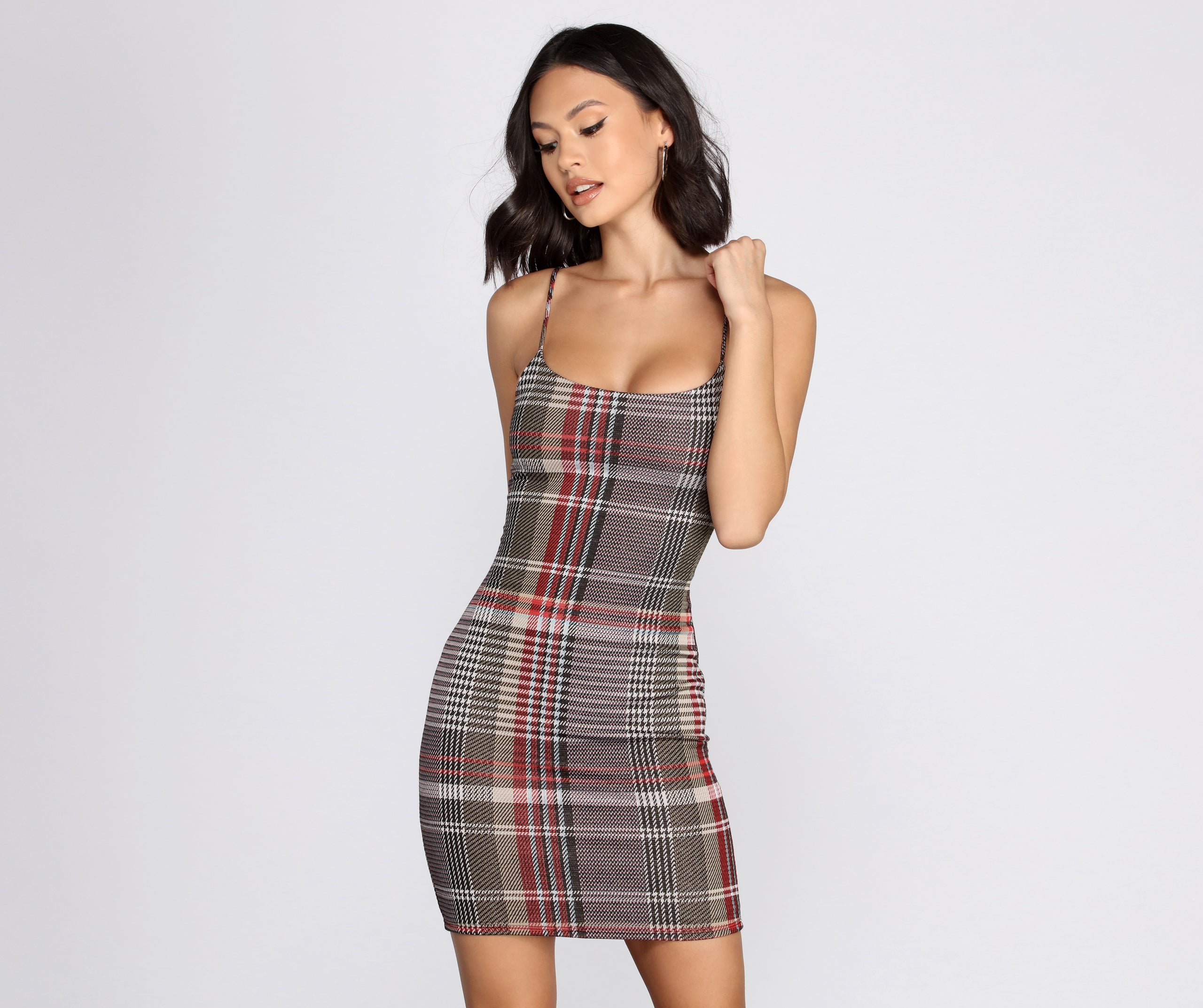 In Check Plaid Mini Dress