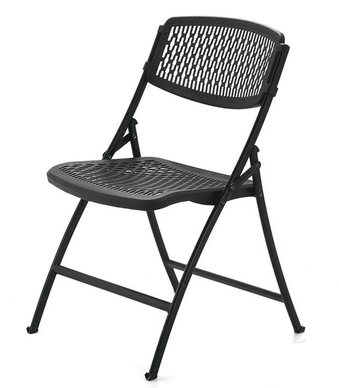 HDX Black Plastic Seat Outdoor Safe Folding Chair (Set of 4)