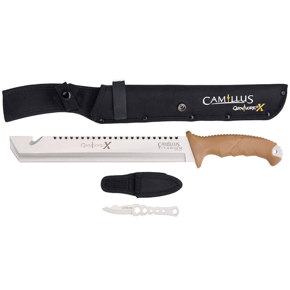 Camillus Carnivore X 18 in. ABS Handle Multi-Chisel Full Tang Blade and Full Length Saw Machete with Removable Trimming Knife 19236