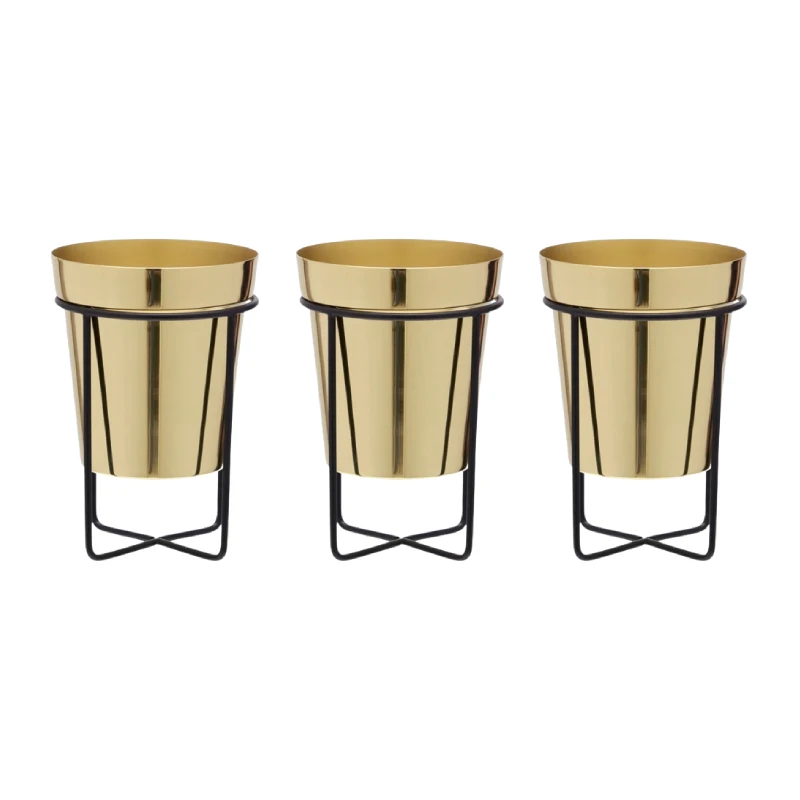 Top Selling Indoor Outdoor Decoration Flower Pot Planter Cheap Direct Factory Price Gold Plated Metal Planter