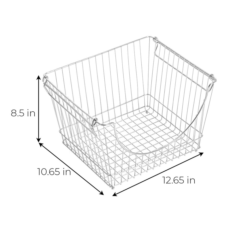 Smart Design Large Stacking Baskets   Set of 2   Chrome