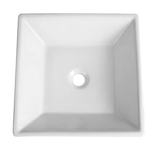 Fresca Torino 16 in W x 16 in D x 5 in. H Square Bathroom Vessel Sink in White FVS6217WH