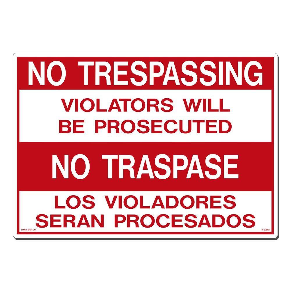 Lynch Sign 20 in. x 14 in. No Trespassing - No Traspase Sign Printed on More Durable Thicker Longer Lasting Styrene Plastic R- 39BLS