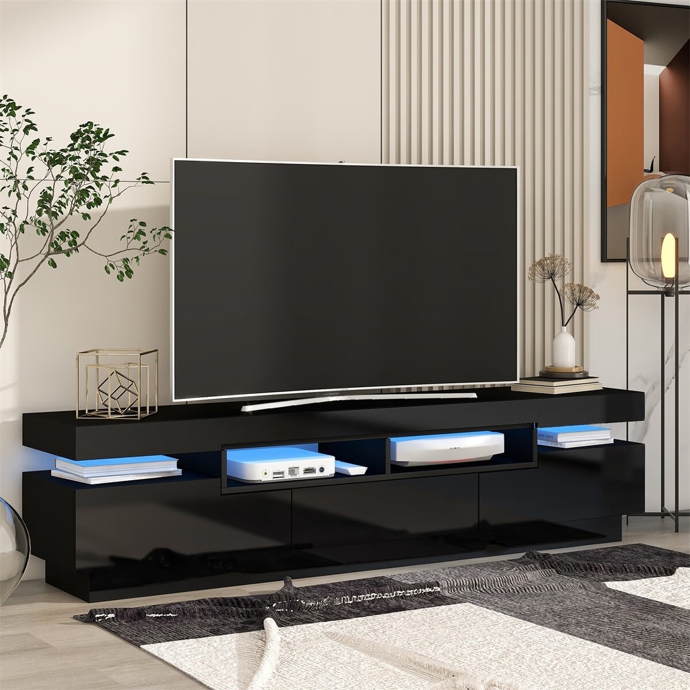 Merax Modern TV Stand with 4 Open Shelves for 75 Inch