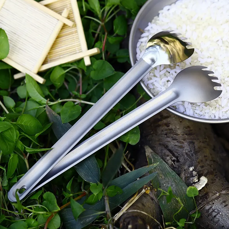 Pure Titanium Big Round Spoon Outdoor Camping Supplies Picnic Tableware Tourism Hiking Bushcraft Dinnerware