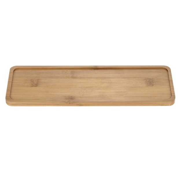 Unique Bargains Indoors Bamboo Rectangular Plant Pot Saucer Flower Drip Tray 28x9 5cm Wood Color 1pc