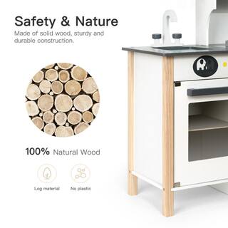 Huluwat White Pretend Wooden Kitchen Play set for Kids and Children DJ-TC-EL-WG01