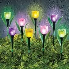 SkyMall Solar Tulip Lights - Set of 8 Colorful LED Garden Stakes