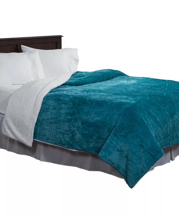 Baldwin Home Floral Etched Fleece Full Queen Blanket