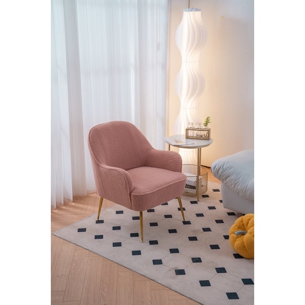 Modern Soft Teddy fabric Ergonomics Accent Chair Living Room Chair Bedroom Chair Home Chair With Gold Legs For Indoor Home