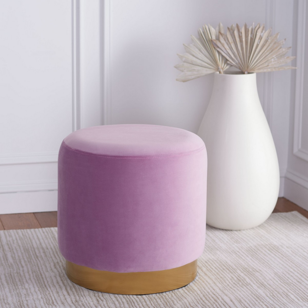 Zena Round Ottoman Lilac/ Gold   Contemporary   Footstools And Ottomans   by Peachtree Fine Furniture  Houzz