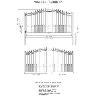 ALEKO Prague Style 12 ft. x 6 ft. Black Steel Single Swing Driveway Fence Gate DG12PRASSW-HD