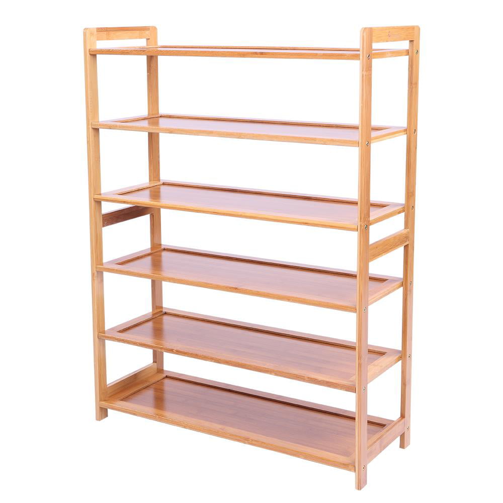 Zimtown Bamboo Wood 6-Tier Shoe Rack Pairs Entryway Shoe Shelf Tower Shoe Storage Organizer for Closet Hallway Living Room Bedroom Dorm Natural