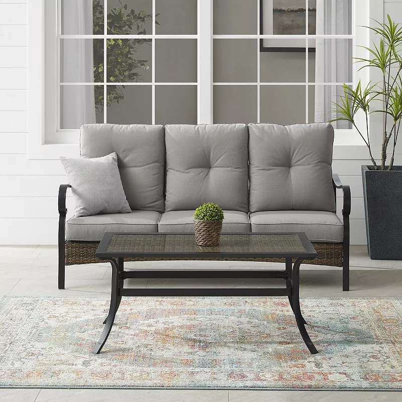 Crosley Dahlia Outdoor Metal and Wicker Sofa 2-pc. Set