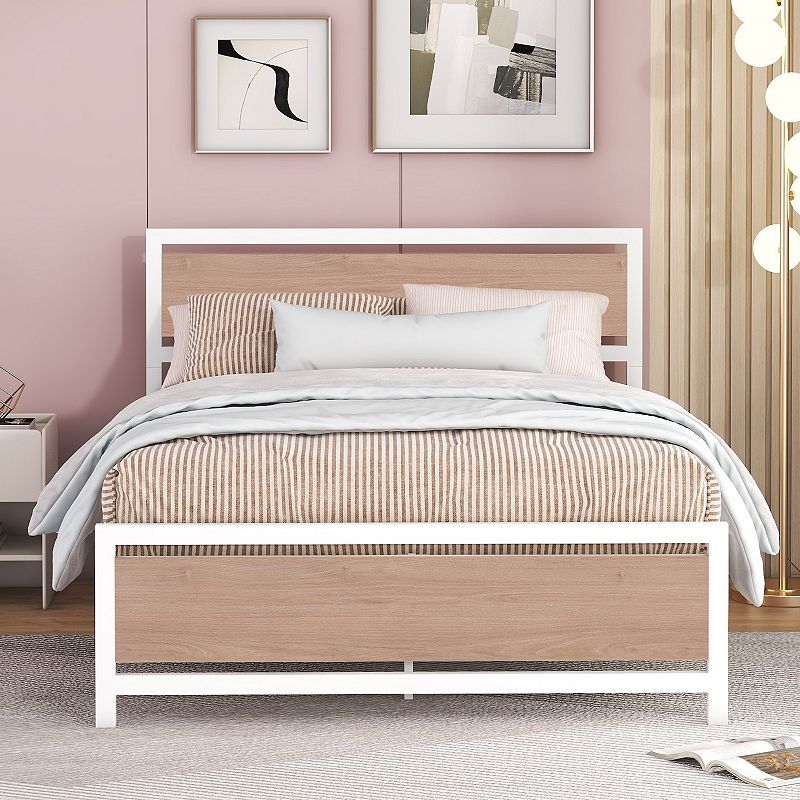 Merax Platform Bed With Metal And Wood Bed Frame