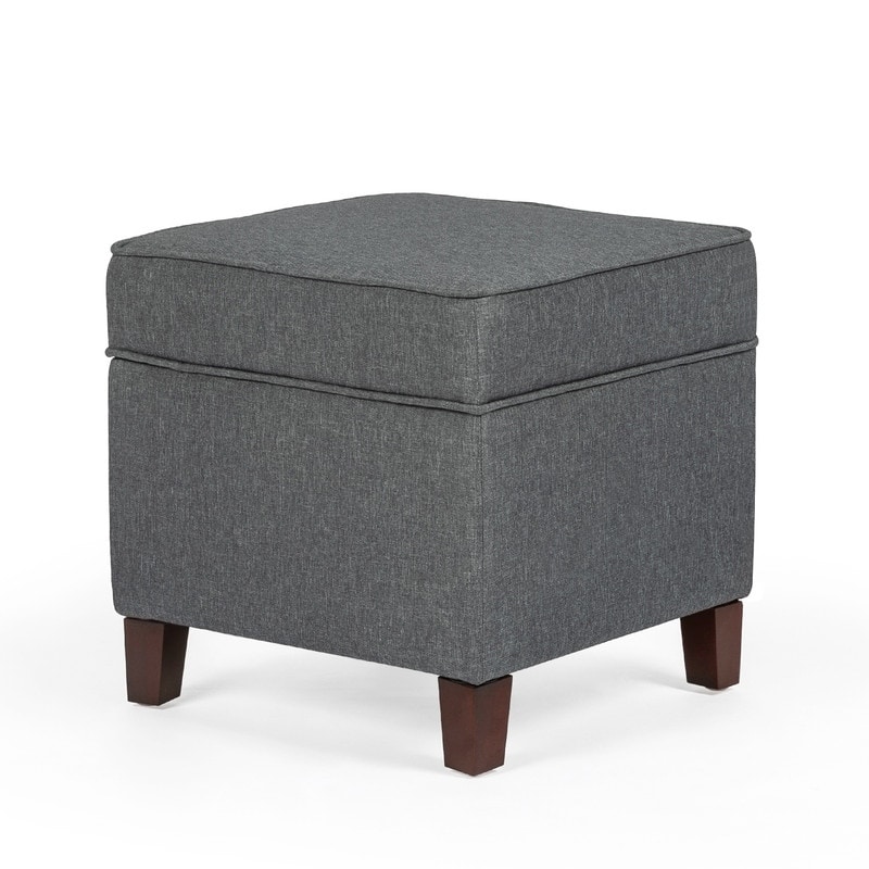 Adeco Toy Chest and Footrest Square Seat Storage Bench Ottoman Gray