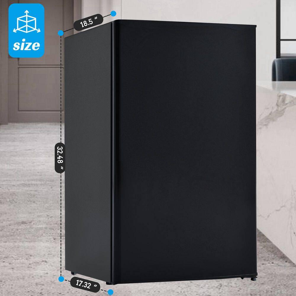 32 cu ft Black Mini Fridge Compact Refrigerator with Freezer and Reversible Door 5 Temperature Adjustable for Kitchen