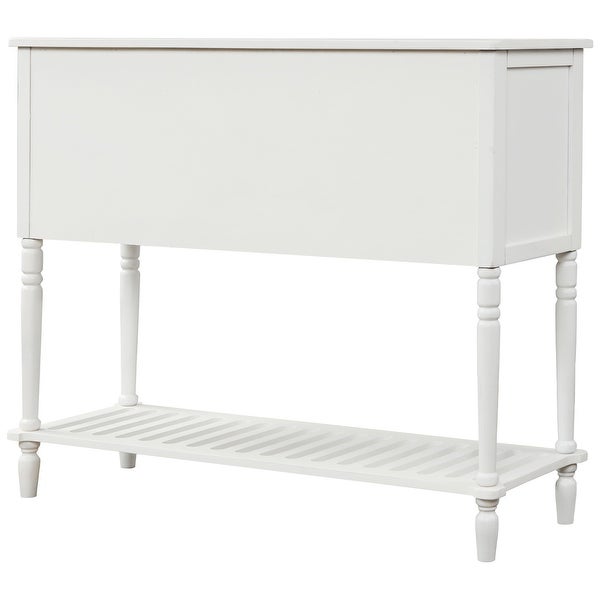 White Sideboard Console Table Shelf Wood Glass Buffet Storage Cabinet