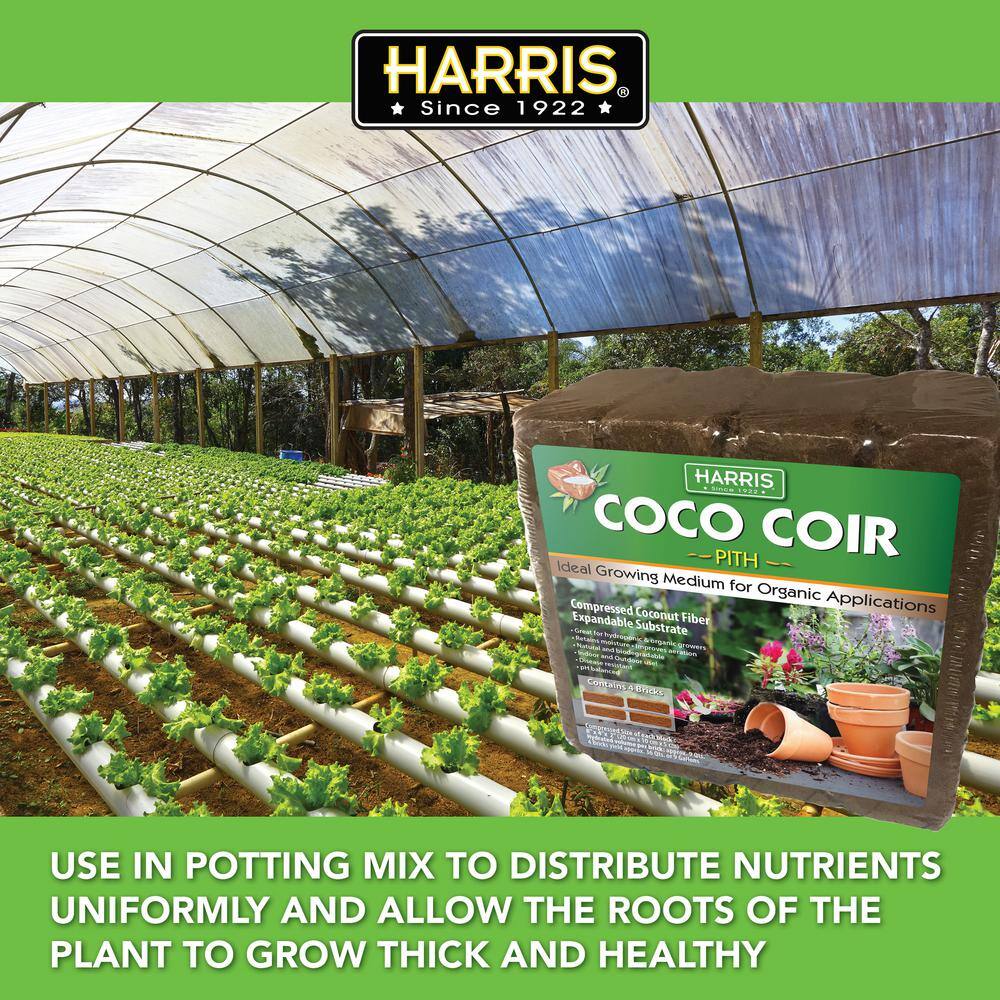 Harris 9 Gal. Expanding Coco Coir Pith (4 Brick Pack) and 32 oz. Organic Gardening Liquid Fish Fertilizer COCO4-FISH32