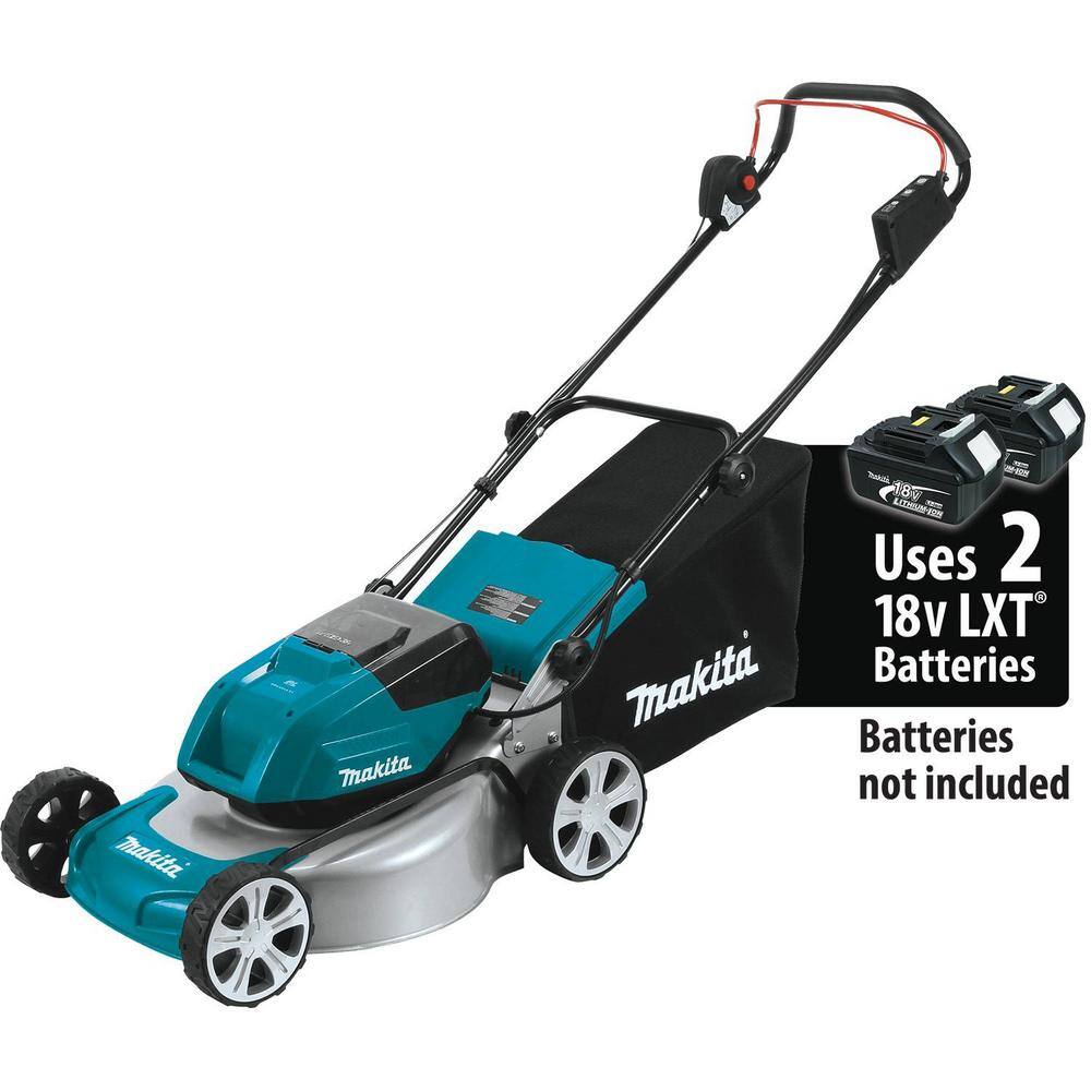 Makita 18 in. 18-Volt X2 (36-Volt) LXT Lithium-Ion Cordless Steel Deck Walk Behind Push Lawn Mower Tool Only XML03Z