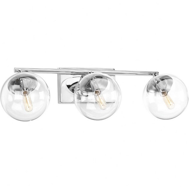 Progress Lighting Mod 3 light Wall Light In Polished Chrome With Clear Glass Shades