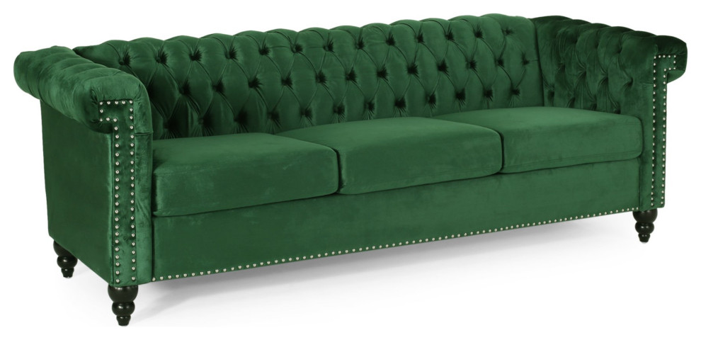 Chesterfield Sofa  Button Tufted Low Back  ampRolled Arms   Eclectic   Sofas   by Decorn  Houzz