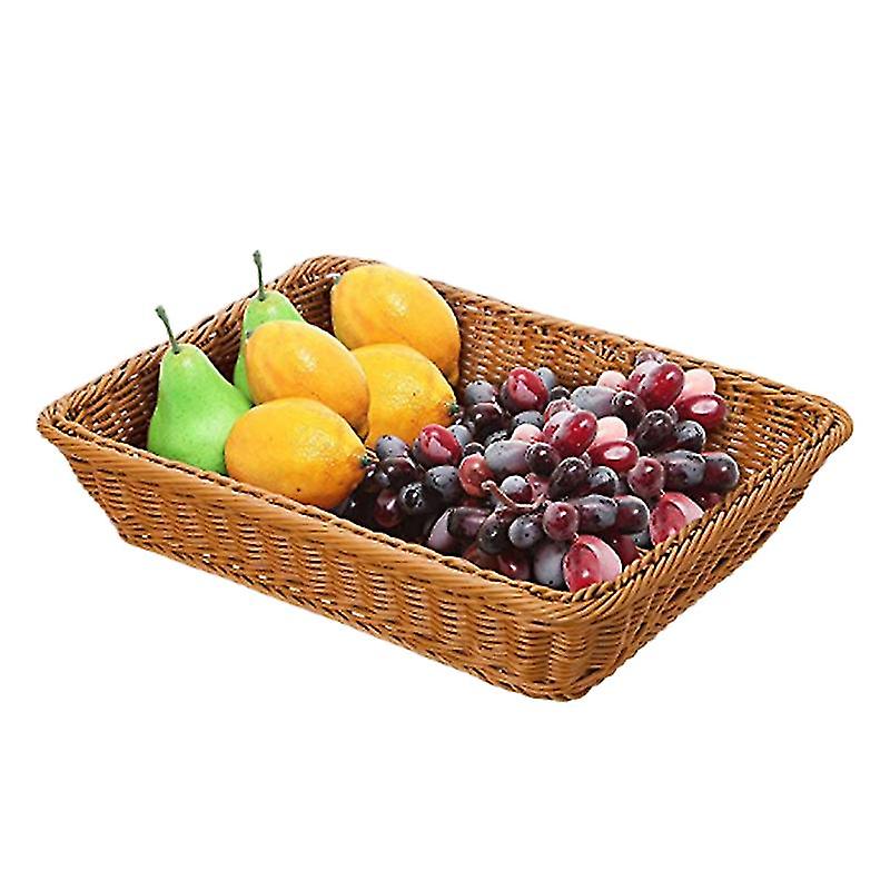 Wicker Storage Basket， Bread Basket Bread Shop Supermarket Display Basket Woven Tabletop Food Fruit