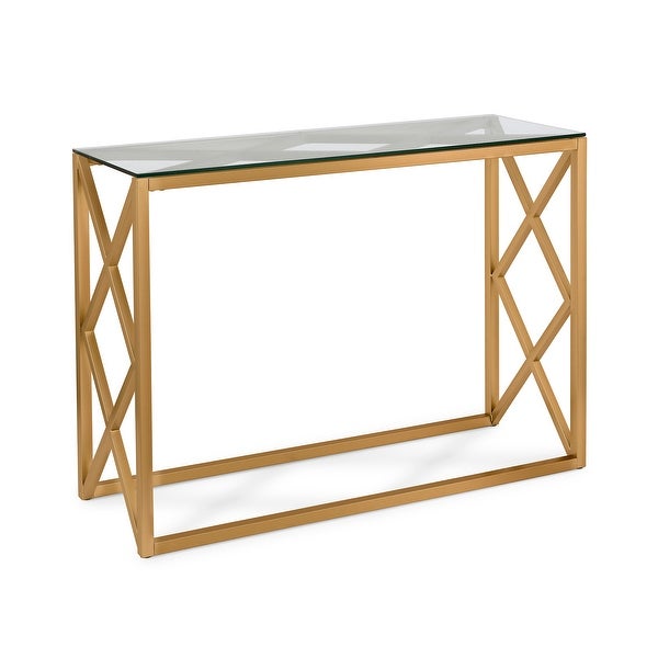 Silver Orchid Stifter Geometric X-base Metal/Glass Console Table