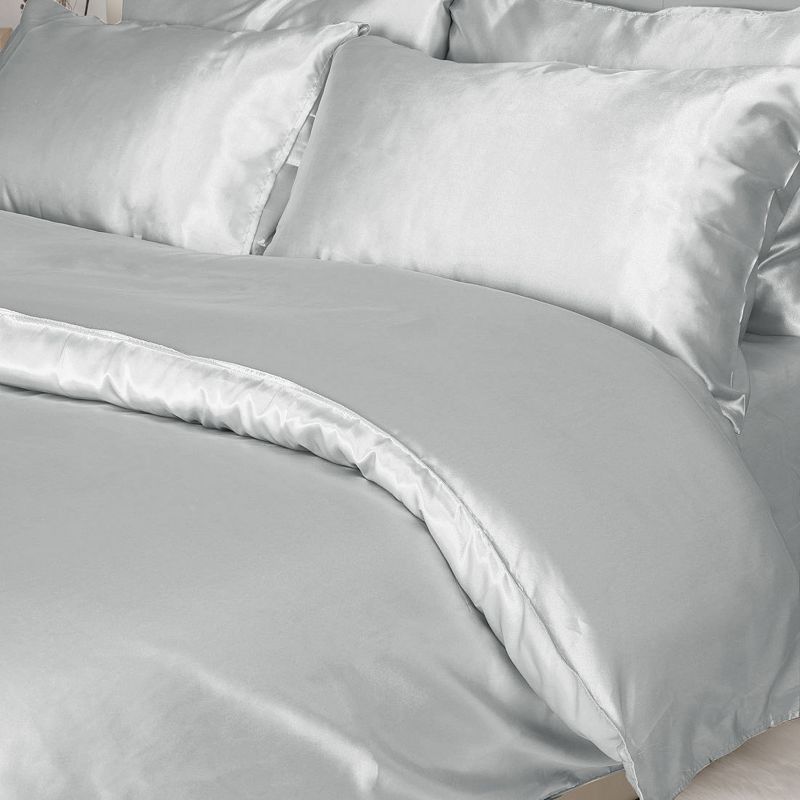 Satin Duvet Cover Set 3 Piece Silky Satin Comforter Cover Set Super Soft Breathable Microfiber King