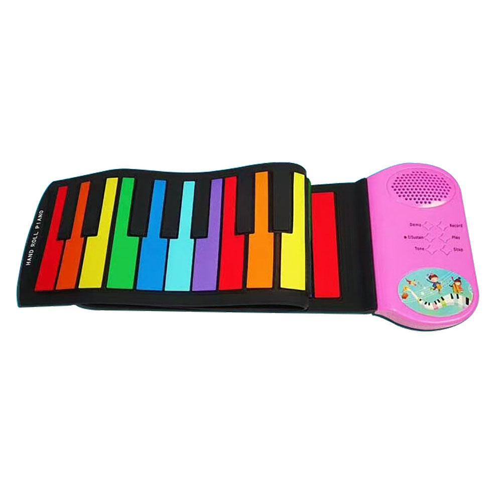 RIPTUNES Roll It Up Musical Keyboard with 49 Colorful Keys Educational Electronic Music Piano Keyboard wBuilt-in Speaker- Pink M-ERK4902P-974