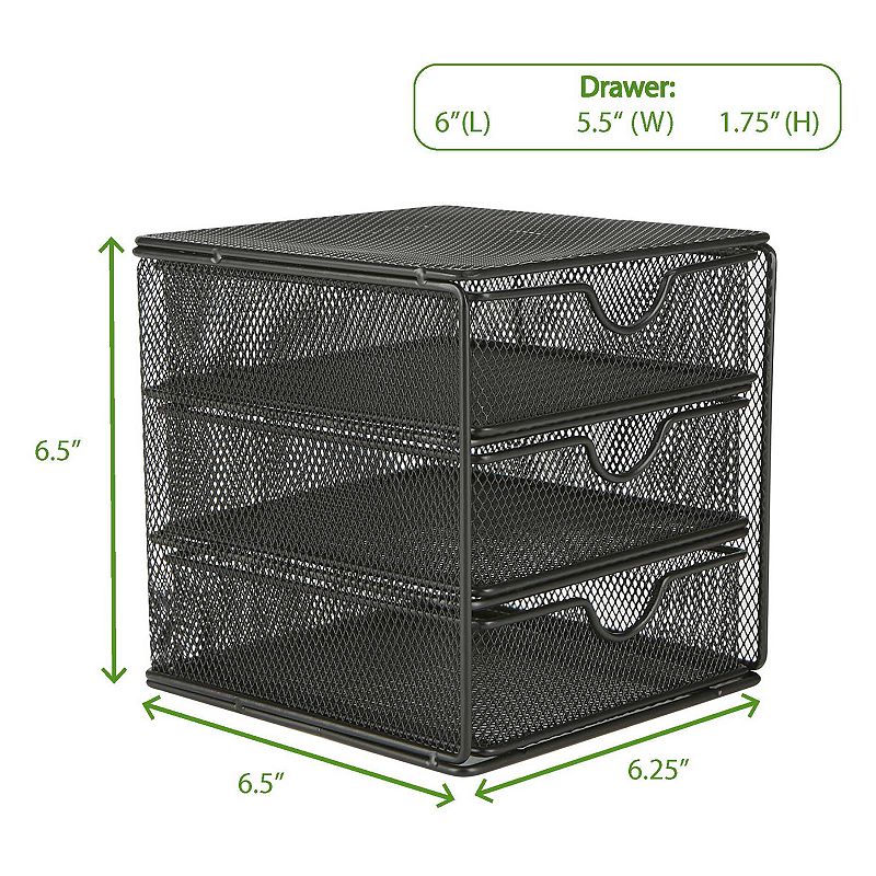 Mind Reader Mesh Mini 3 Tier Drawer Organizer