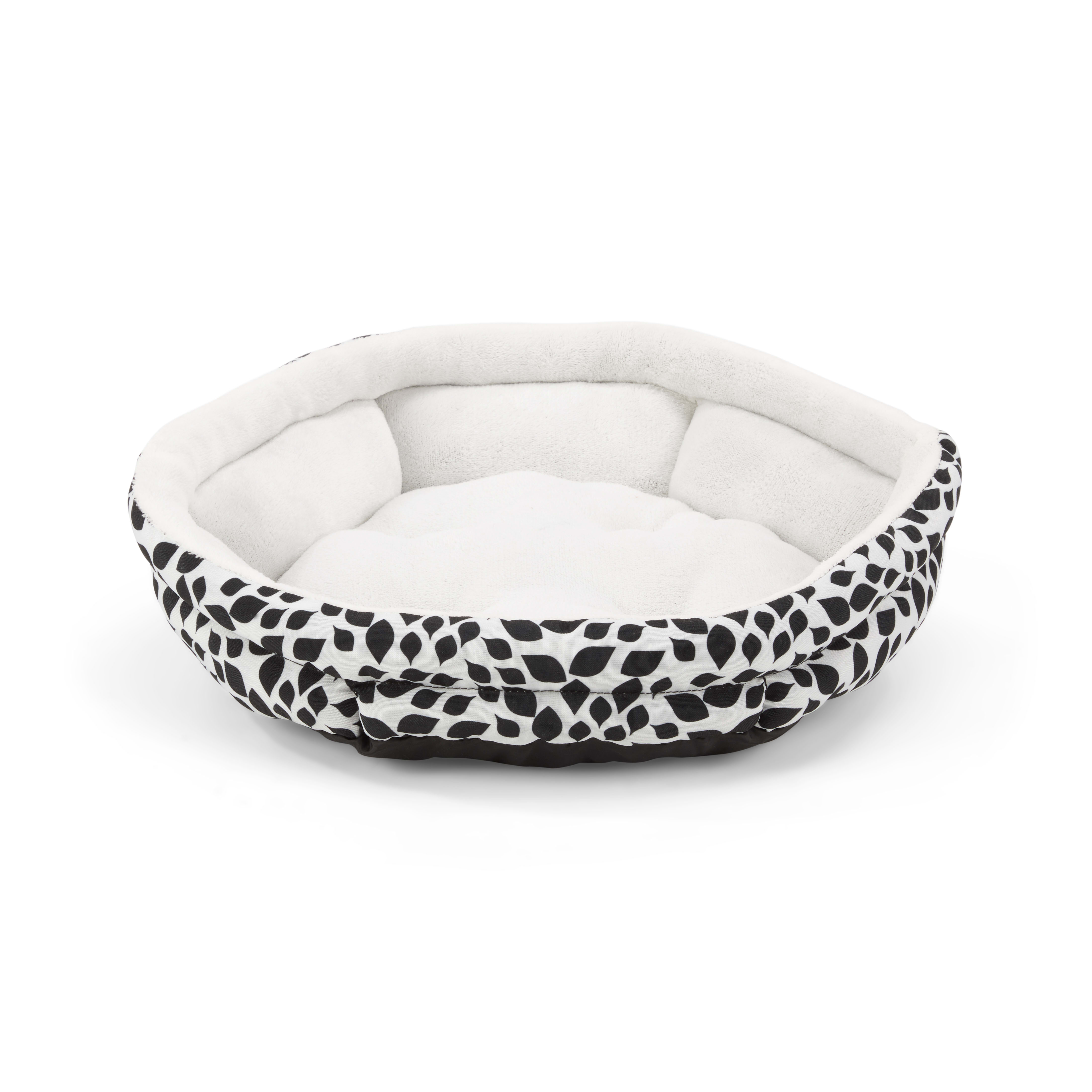 EveryYay Essentials Snooze Fest Black Floral-Print Cuddler Dog Bed， 19