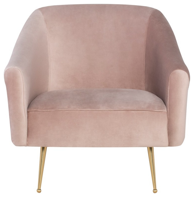 Aminta Occasional Chair blush velour   Midcentury   Armchairs And Accent Chairs   by Virgil Stanis Design  Houzz