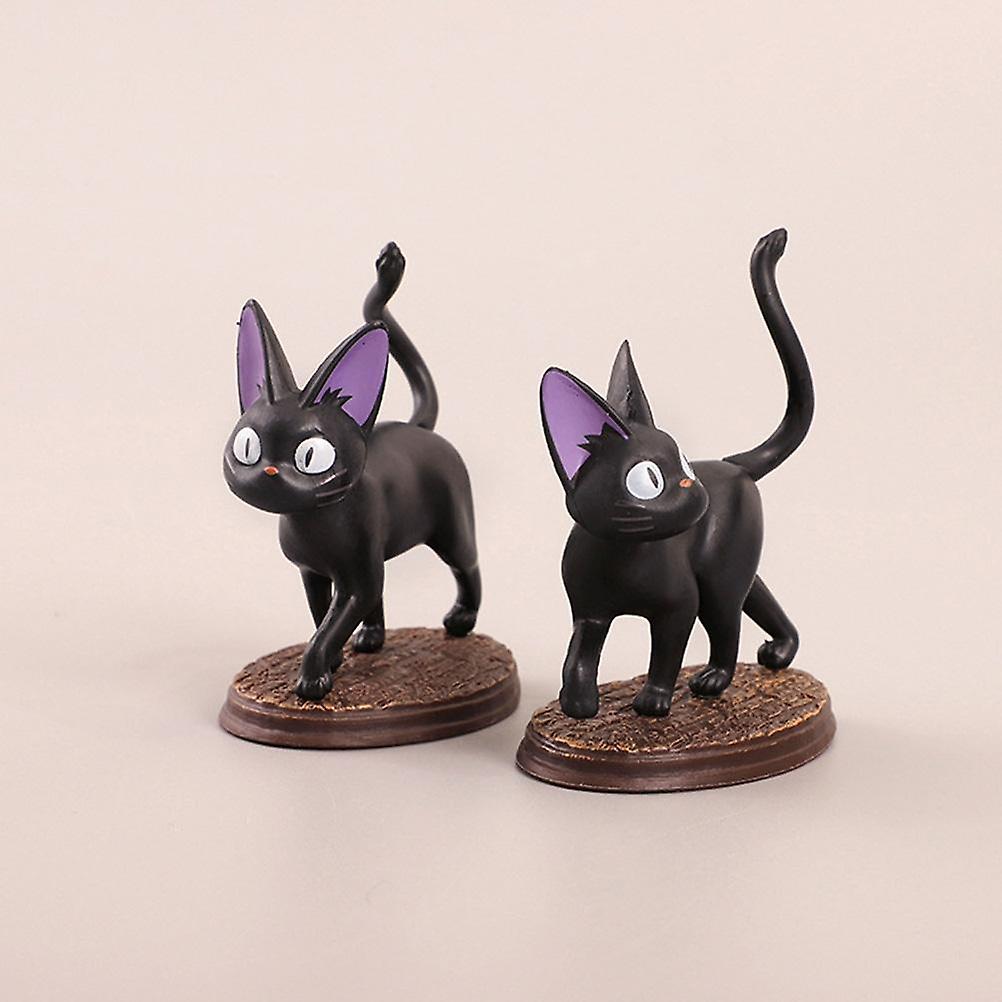 6pcs/set Black Cat Anime Figures Ornaments Animal Dolls Micro Landscape Decoration Desktop Model for Miniature Fairy Garden and Home Decoration