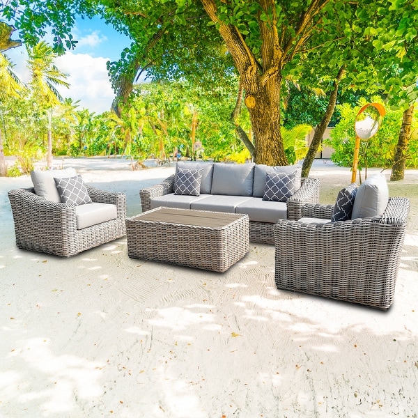 Hawaii 4Piece Outdoor Conversation Sofa Set Patio Furniture Rattan Wicker