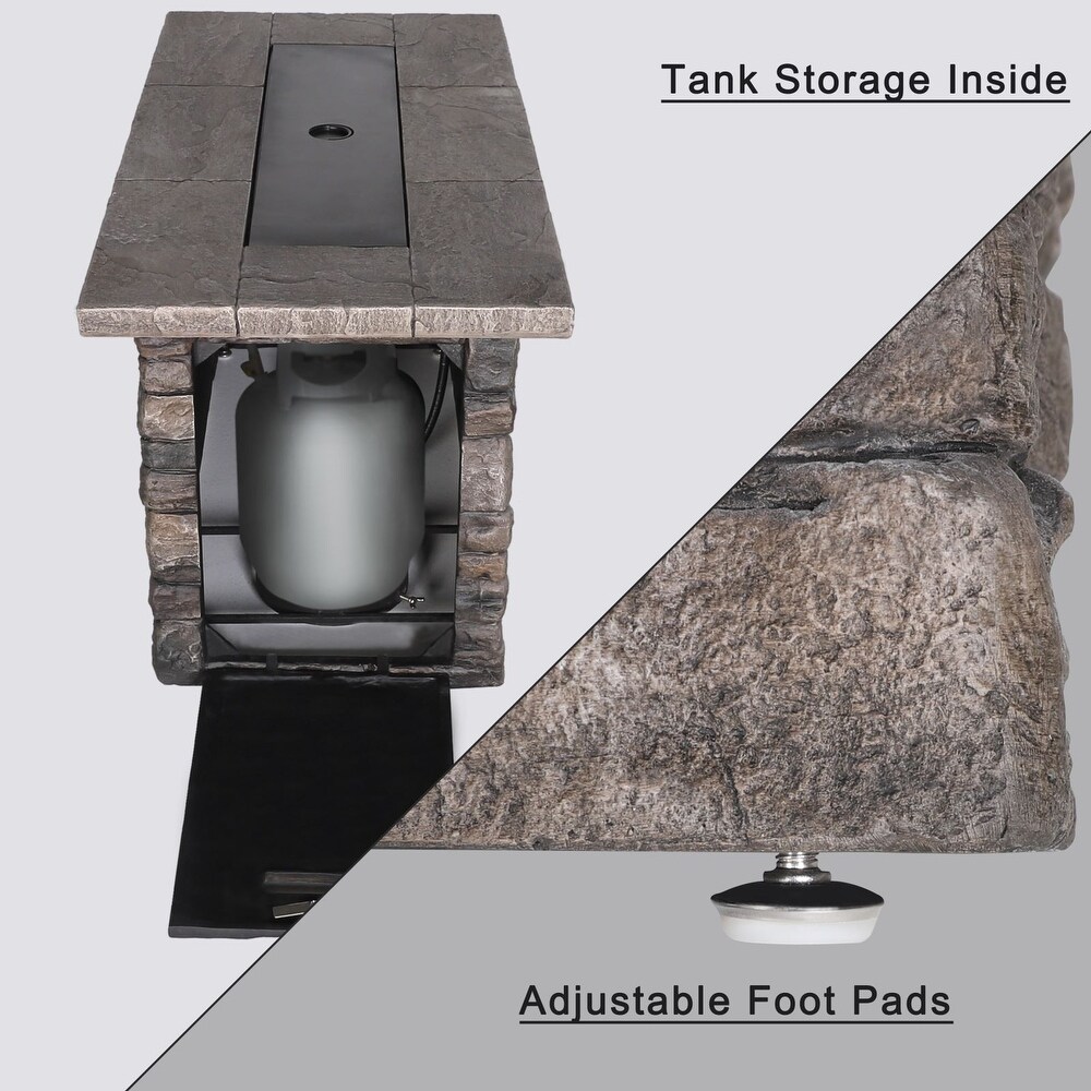 VEIKOUS Rectangle 50000 BTU Propane Gas Fire Pit Table for Outside Patio with Lid  Cover and Lava Rocks