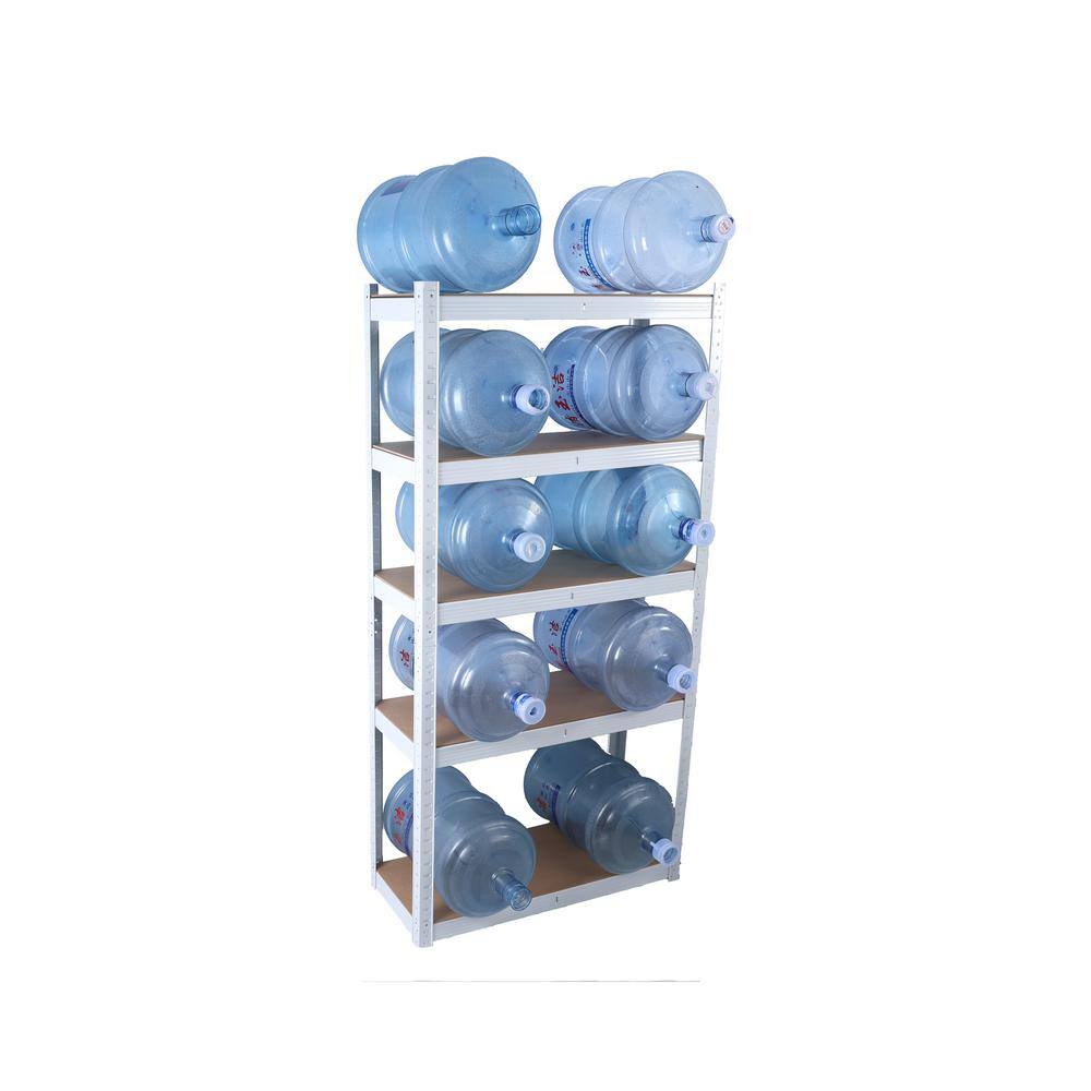 Tunearary 29 in. W x 12 in. D x 59 in. H 5-Tier Stackable Metal Heavy-Duty Storage Rack Adjustable Multi-Purpose Pots White Shelve01LP